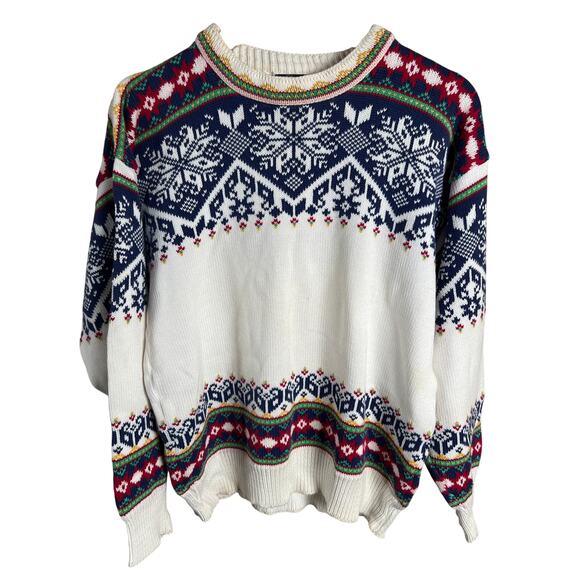 Dale of Norway Heavy Knit 100% Cotton Medium Ski Crewneck - Picture 1 of 9